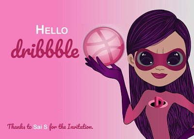hello dribbble design flat girl hello dribble illustration vector welcome shot
