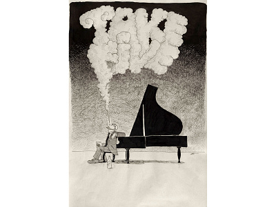 Take Five black and white illustration jazz poster art typography