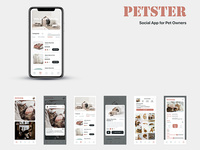 Pet App apple clean ui coral flat design iphone x light mode light theme pet pet care pets petshop social social app social media social network ui ux ui design