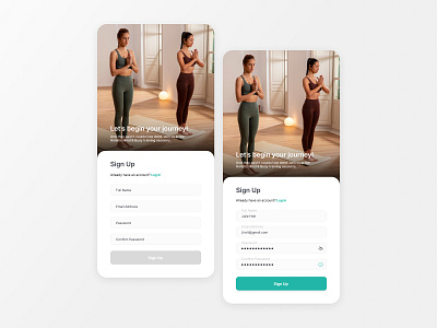 Sign Up 001 dailyui flat login mobile signup training ui ux wellness