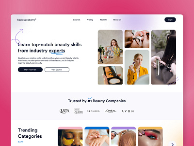 Online Learning Platform Landing Page 003 beauty dailyui desktop flat hair landing makeup page skin ui ux