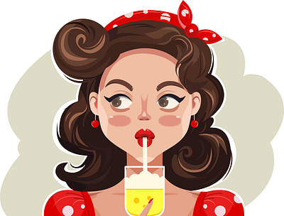 Girl with cocktail design illustraion дизайн иллюстрация