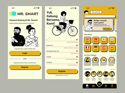 Language Course App app application comic comical fresh retro ui vintage yellow young youth