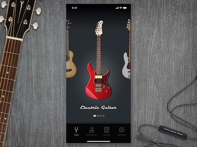 Guitar Tuner App animation app guitar interaction design mobile motion design music musician skeumorphism strings tools tuner ui user experience user interface ux