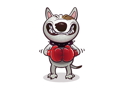 Angry bull boxer boxing bullterrier character expression sticker