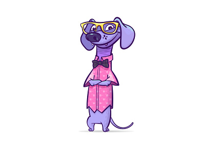 Dachshund Slinky bowtie character dachshund dog pet sticker