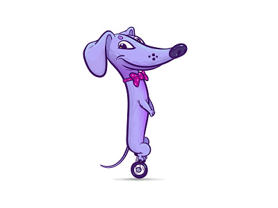 Dachshund Slinky bowtie character dachshund dog monocycle pet sticker