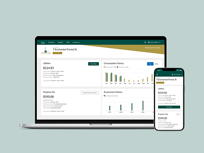 Tax and Utilities Dashboard city dashboad government graphic greens kitchener money tax ui utilities ux waterloo