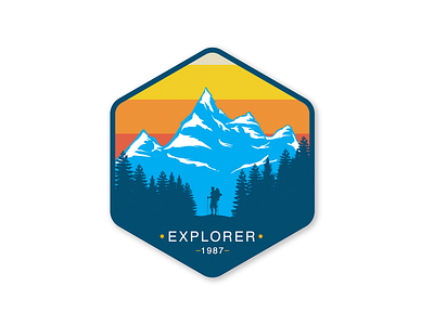 Explorer Badge badge crest flat design illustration patch design vector wanderer