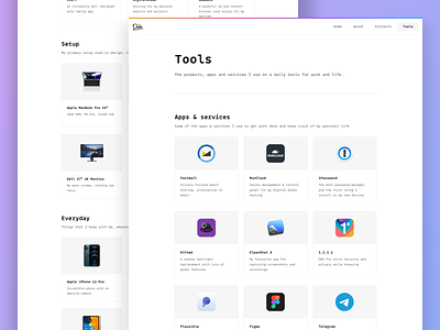 The apps, tools & hardware I use apple clean design landing page minimal ux webdesign website
