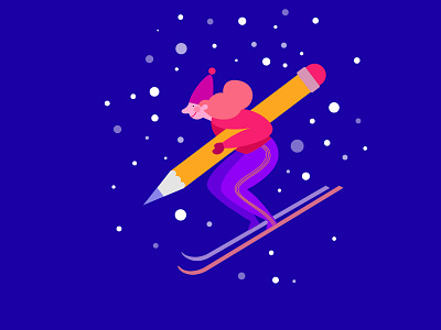 ski artist flat girl graphic icon illustration illustrator jamp joy minimal postcard ski skills vector winter