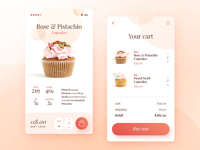 Cupcake mobile shot app application bakery cart cupcake design ecommerce ecommerce design gradient mobile pastel shop store ui ui design ux ux design