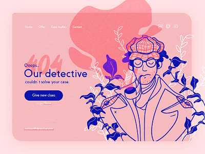 404 page 404 404 error 404 page affinity blue design designer detective drawing error error page floral illustration pink ui ui design ui designs web webdesign