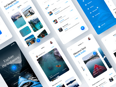 Kayaking Trails App app application concept design fireart kayaking mobile mobile ui ui ui design ux ux design