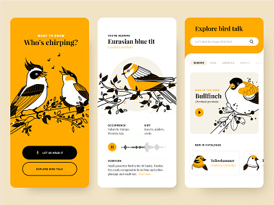 Who's chirping? app application bird concept design drawing fireart fireart studio flat illustration mobile mobile ui product design ui ui design ux voice recording