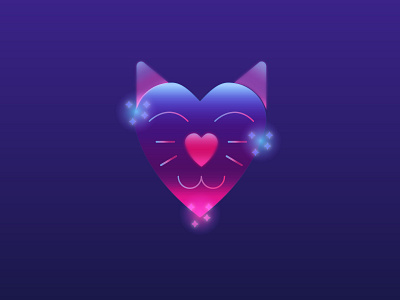 Cat's heart cat design dream glow heart icon illustration illustrator light neon space vector