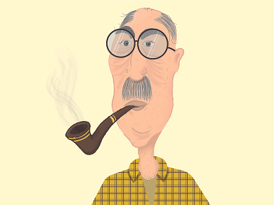 The old man and his pipe brushes drawing grandpa illustration illustrator pipe smoke