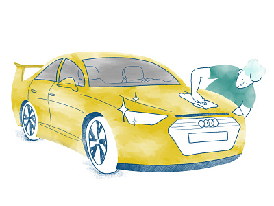 Cleaning that car artwork car cleaning color palette design drawing illustration watercolor