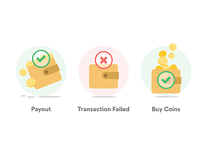 E wallet - Icons bitcoin coins crypto error ewallet failed features flat icons success transaction wallet
