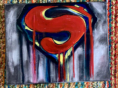 Superman abstract acrylics art for sale artwork commisions logo painting paint superman superman logo