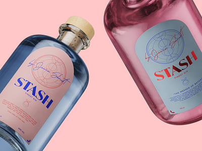 Stash Finest Gin brand identity branding classic gin glossy label metallic modern packaging