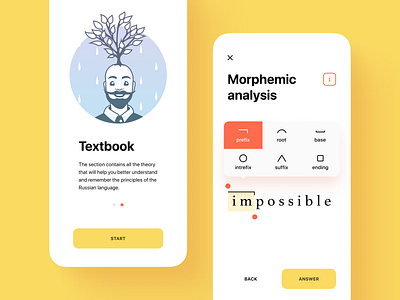 Russian Language App design app clean design icons interface mobile ui ux yellow