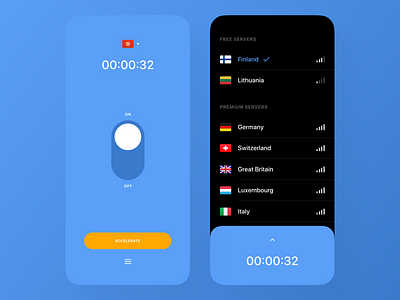 Minimalistic VPN App app blue clean flags flat icons minimal minimalistic mobile mobile design simple switcher ui ux vpn