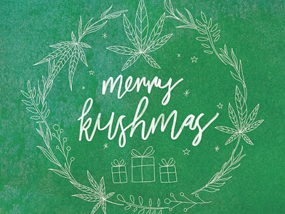 Merry Kushmas branding christmas design illustration marijuana marijuanacard typography vector