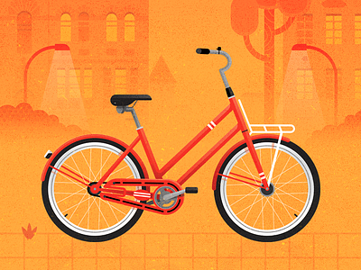 Citybee Bicycle bicycle bike city citybee flat illustration orange red texture