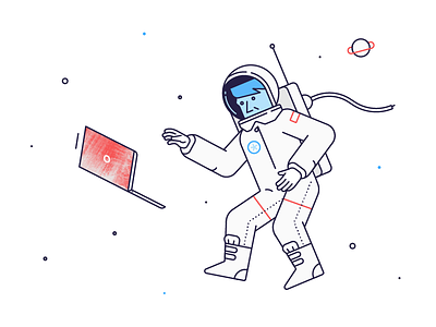 Lost in Space astronaut briiief illustration laptop minimal space