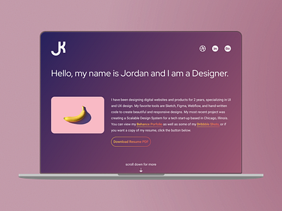 Hello Dribbble! branding figma flat minimal minimalist one page portfolio design portfolio page redesign simple sketch ui web website