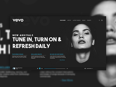 Vevo Music Website Concept advertising branding creative drake freelance mockup ui ux vevo website