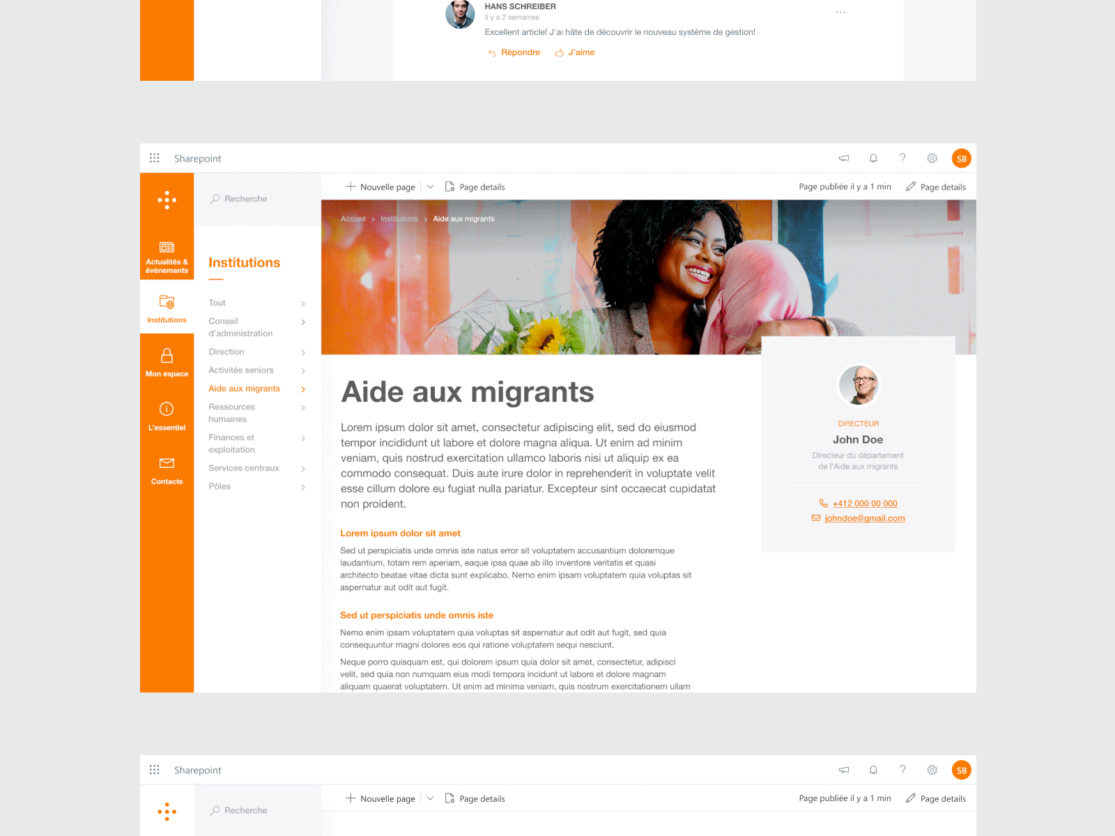 Intranet redesign for a Swiss institution / Sharepoint design institution institutional interface intranet redesign sharepoint ui ux ui web