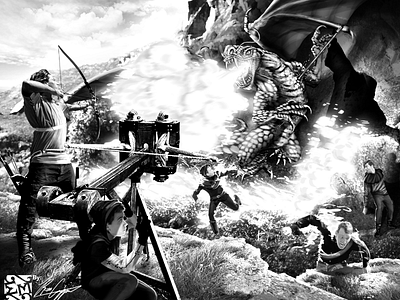 Grey Dragon Attack illustration epicmade