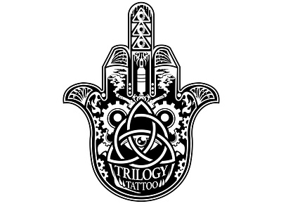 Trilogy Tattoo Hand Logo branding design drawing epicmade illustration logo
