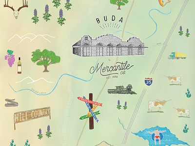 Snapshot from a map for Buda Mercantile Co.