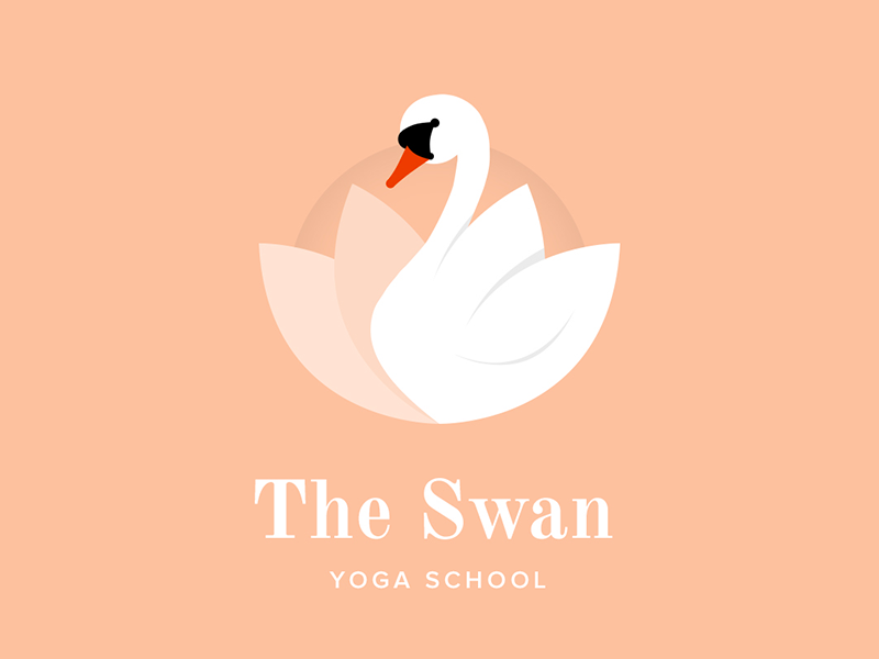 The Swan Yoga School lotus flower lotus yoga pose yoga swan swans branding illustration swan yoga icon brand design logo