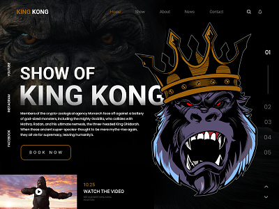 The Show of King Kong - Creative Landing Page Template app art concert conference dark ui dark ui design entertainment event event app fashion show festival ios mobile music ticket ticket booking ticket booking app ux uxdesign uxui