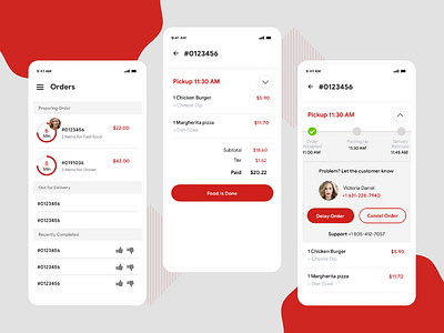 Orders Screens For Restaurant Food Delivery App food delivery app foodapp uiuxdesign