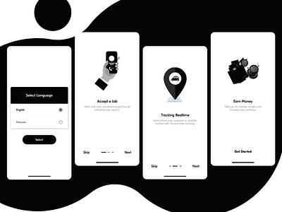 Language & On-Boarding Screens of Taxi Booking App For Driver cab booking app taxi app taxi booking app uiuxdesign