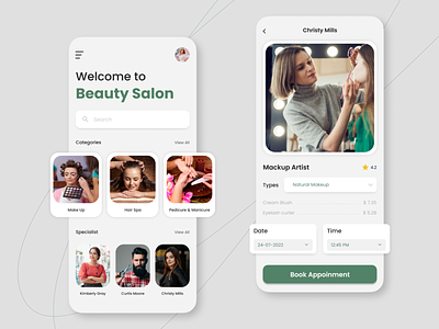Beauty Salon App Design app design beauty app design beauty service app mobile app mobile app design salon app salon app design ui design uiux uiuxdesign