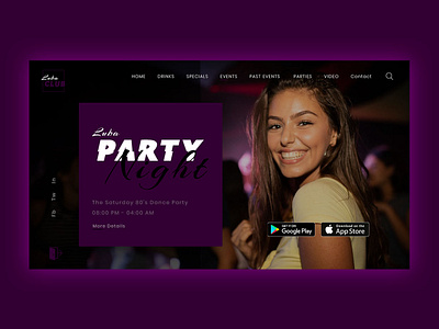 Party Night branding design illustration typography ui ux web website website design