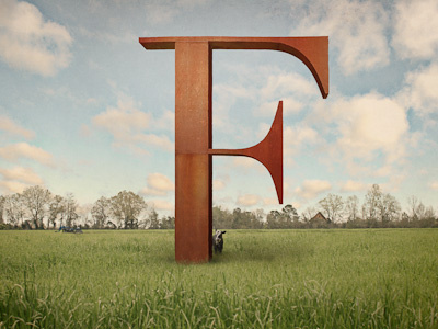 Rusty F composite illustration photography photoshop texture type