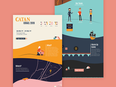 Catan character design game icons illustraion landing page user interface ux ui web design website