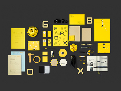 Gboxs Studios Brand Identity branding brandmark bratus geometric logo logo design origami photography vietnam yellow