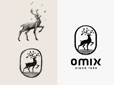 Omix - Logo sketch animal brand mark branding agency vietnam bratus agency deer jimmi tuan logo designer vietnam sketch symbol