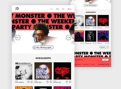 Weeknd Landing Page design ui ux web