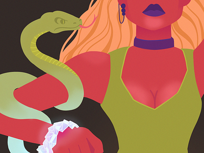 Crystal Snake Girl art blonde crystal girl illistrator illustraion lips magic purple slytherin snake witch witchcraft