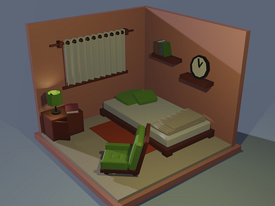 Low Poly room 3d art design low poly render