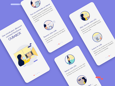 Oubabox app tutorial app flat illustration tutorial ui ux vector